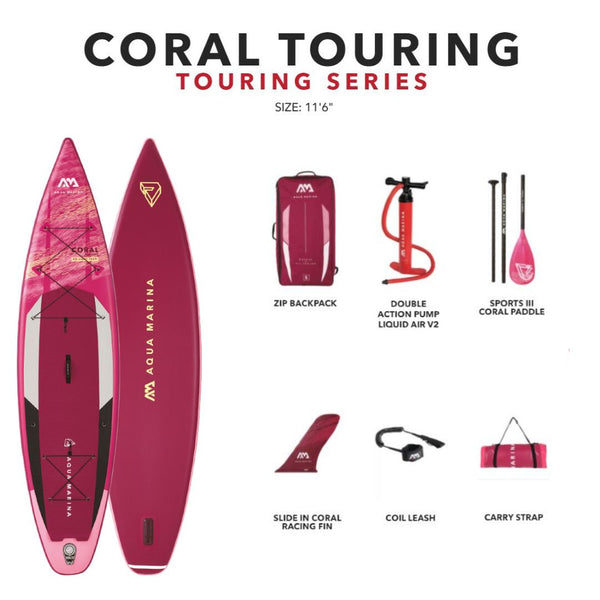 Aqua Marina Coral Touring 11'6" (350 cm) INFLATABLE STANDUP PADDLE SUP BOARD