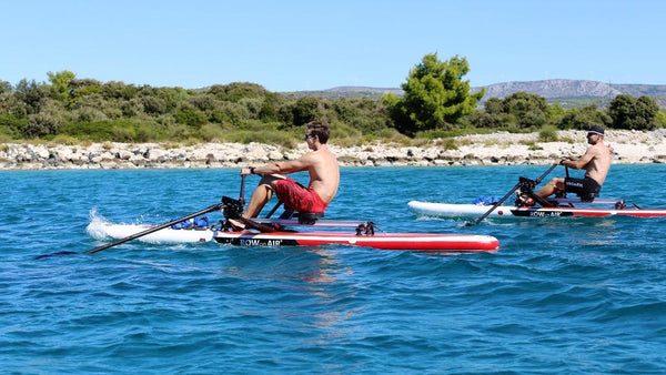 ROWonAir RowVista® Inflatable Rowing Skid system for rowing board with Carbon Oar sets Moving forward edition